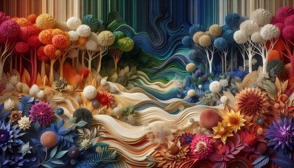 abstract background with colorful trees