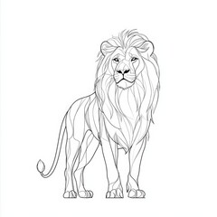 Obraz premium Lion with mane standing. Continuous one line drawing. 