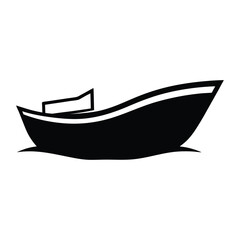 Silhouette of a boat vector art illustration on white background