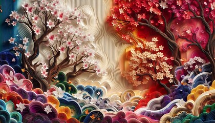 Fototapeta premium abstract background with colorful trees