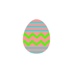 Easter egg icon. Pink zigzag vector. Bright festive shape. Holiday stripe pattern.