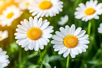 Fototapeta premium Stunning Closeup of Daisies in a Sunny Field