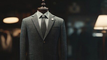 Sharp gray mens suit mannequin display