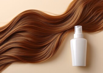 Healthy Hair,  Styling Product, Beige Background