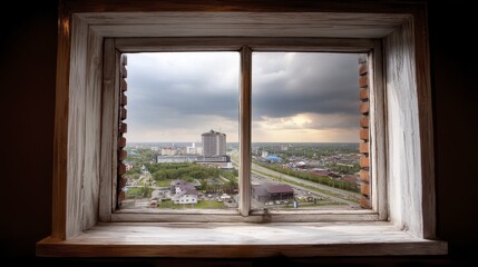 Fototapeta premium Rustic white frame with a scenic view of -2 - background tranquil vintage wood