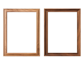 Two simple brown wood frames with a minimalist design. transparent background