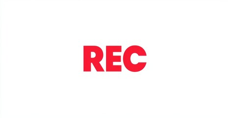  bold "REC" text in black and red, featuring an orange dot to represent recording, on a solid white background