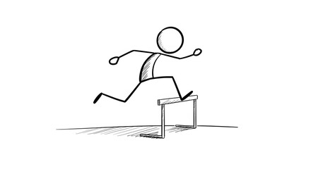 Stick Figure Jumping Over Hurdle
