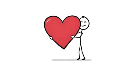 Stick Figure Holding Heart
