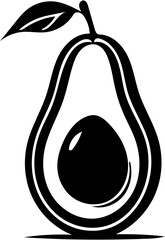 silhouette of avocado fruit on white background