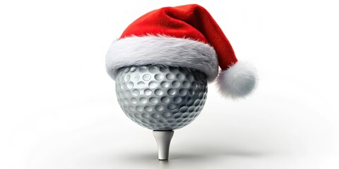 Festive Golf Ball with Santa Hat - Holiday Season Photography