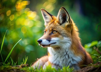 Fox at Rest O863 - AI Photo with Copy Space