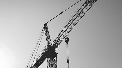 Construction Crane Silhouette Against Sky