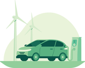 Illustration Electric Car Charging