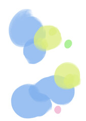 青や黄色のカラフルなランダム水玉背景イラスト