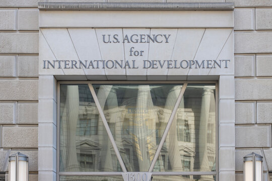 Washington, DC, USA - June 24, 2022: The headquarters of the United States Agency for International Development (USAID) in the Ronald Reagan Building and International Trade Center in Washington, DC.