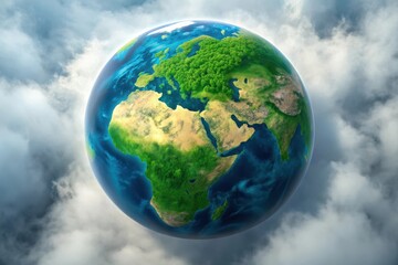 Naklejka premium World globe earth planet map geography continents global travel environment nature clouds sphere 3d
