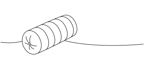 Long body pillow one line continuous drawing. Warm cozy pillow. Vector illustration.