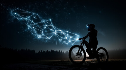 Obraz premium Bike Constellation Above Rider