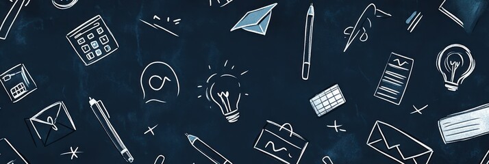 Hand-Drawn Office Supplies Pattern