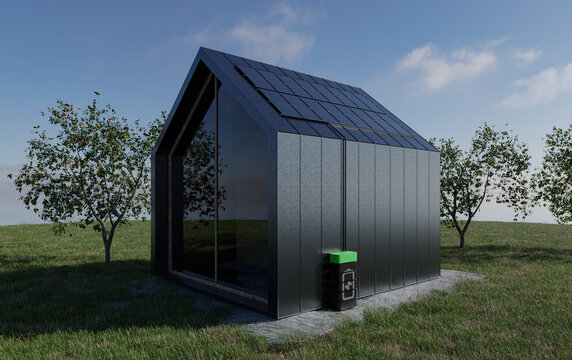 Nowoczesny dom z instalacją fotowoltaiczną i magazynem energii