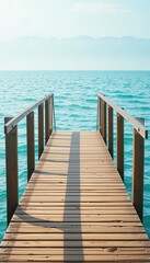 Naklejka premium Tranquil Wooden Pier by the Water