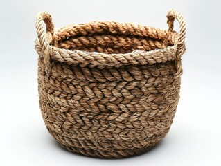 Obraz premium Realistic Handmade Rope Basket with Textured Weave for Home Decor and Storage Solutions