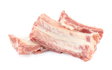 Fresh raw pork ribs isolated on white