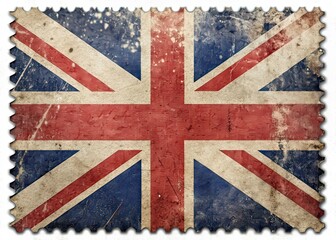 Fototapeta premium Grunge British Flag Postmark Macro AI Photo