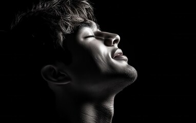 A man with his eyes closed and mouth open
