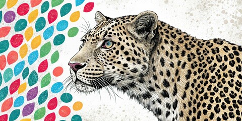 Naklejka premium Grunge Polka Dot Animal Print - Left Position Copy Space