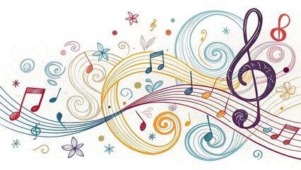 Obraz premium Hand Drawn Musical Notes Scribble Background AI Art, Abstract Music, Artistic Notes