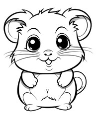 Cute hamster, coloring page for kids