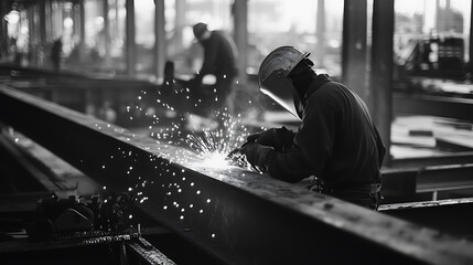 Welder at Work in an Industrial Setting