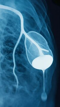 Medical Imaging of Bladder with Contrast Dye, X-Ray Showing Renal System, Anatomical Diagnostic Scan
