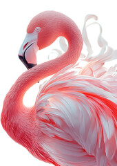 Naklejka premium Colorful flamingo on white isolated background