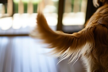 Dog Wagging Tail in Soft Natural Light with Blurred Background