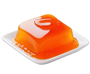 Jelly dessert on white plate, isolated background