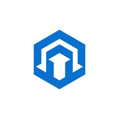 Abstract Symbol in Hexagonal Frame with Opposite Directions.