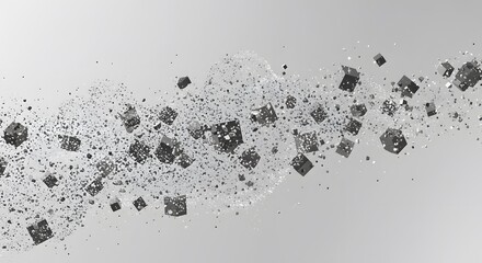 Obraz premium Abstract 3D Grey Cubes Swirling Motion: Digital Art Design of Dynamic Grey Cubes in Motion