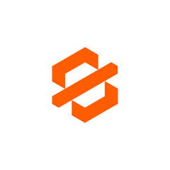 Modern Geometric Letter S Logo in Orange