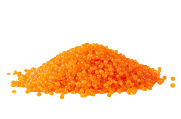 Pile of orange caviar, white isolated background