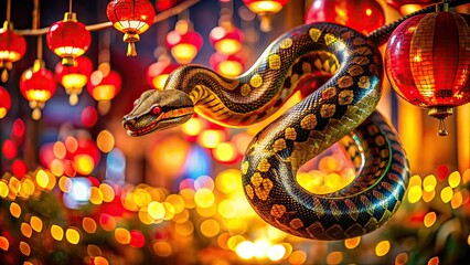 Obraz premium Low Light Snake Lunar New Year 2025 Banner