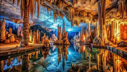 Luray Caverns Virginia - Majestic Cave Interior, Copy Space