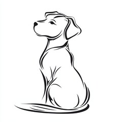 Fototapeta premium Silhouette of abstract dog as one line drawing on white background.
