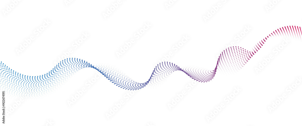 Fototapete flowing dot wave halftone gradient pattern on transparent background