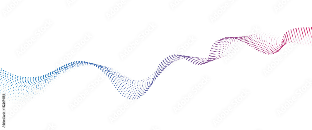 Fototapete flowing dot wave halftone gradient pattern on transparent background
