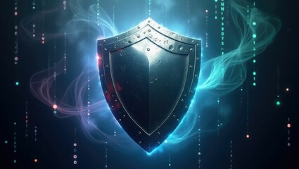 Glowing abstract shield graphic design