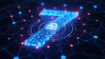 Glowing blue number seven cosmic design dark background sparkle digital art