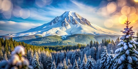Majestic Snow-Covered Mt. Hood, Oregon - Macro View